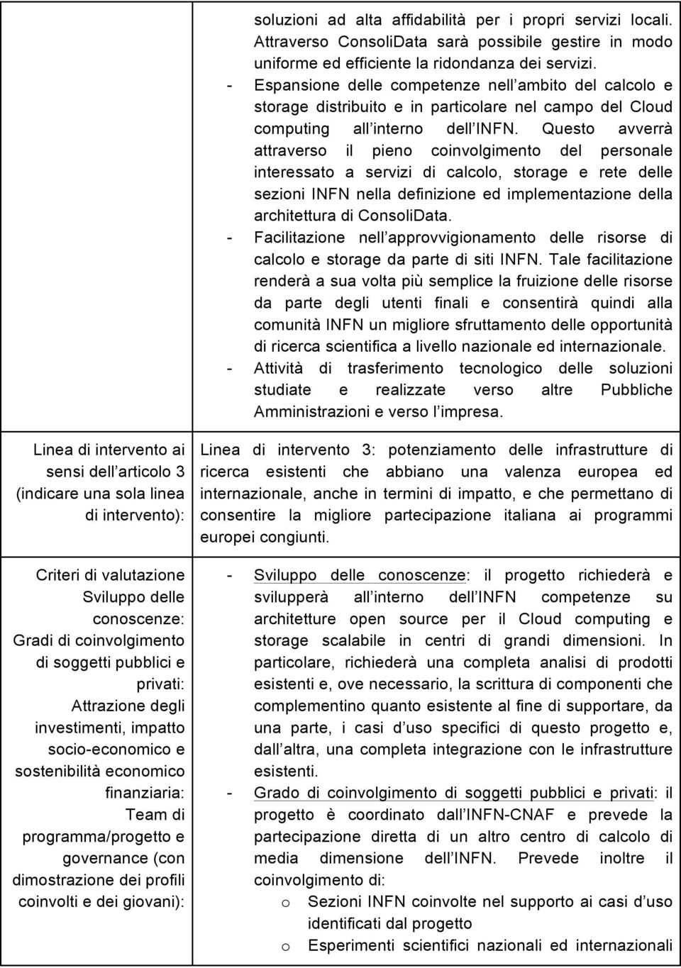 Questo avverrà attraverso il pieno coinvolgimento del personale interessato a servizi di calcolo, storage e rete delle sezioni INFN nella definizione ed implementazione della architettura di