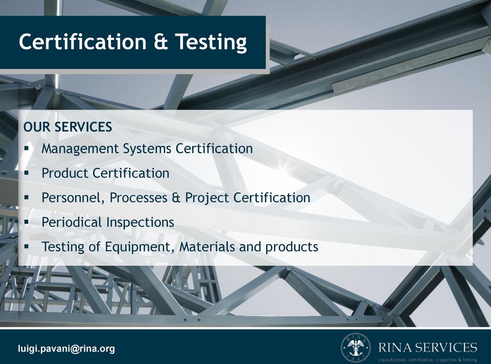 Personnel, Processes & Project Certification