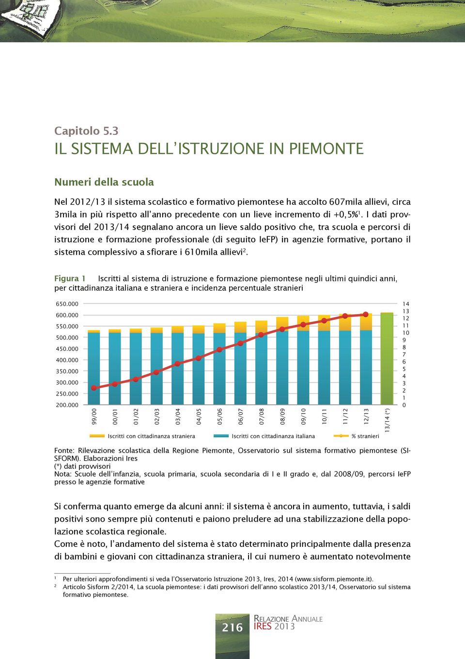 un lieve incremento di +0,5% 1.