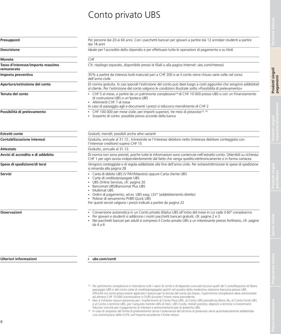 Con i pacchetti bancari per giovani a partire dai 12 anni/per studenti a partire dai 18 anni Ideale per l accredito dello stipendio e per effettuare tutte le operazioni di pagamento e su titoli CHF