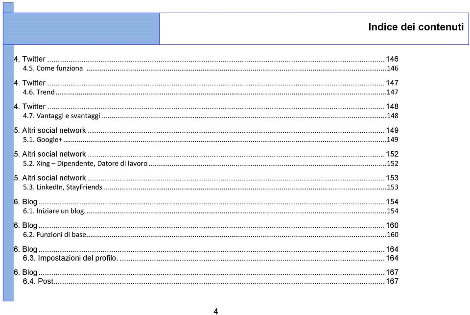 ..152 5. Altri social network...153 5.3. LinkedIn, StayFriends...153 6. Blog...154 6.1. Iniziare un blog...154 6. Blog...160 6.