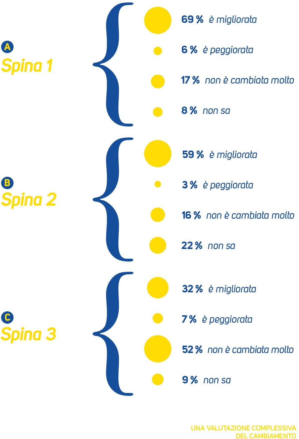 cambiata molto 22 % non sa 32 % è migliorata Spina 3 7 % è peggiorata