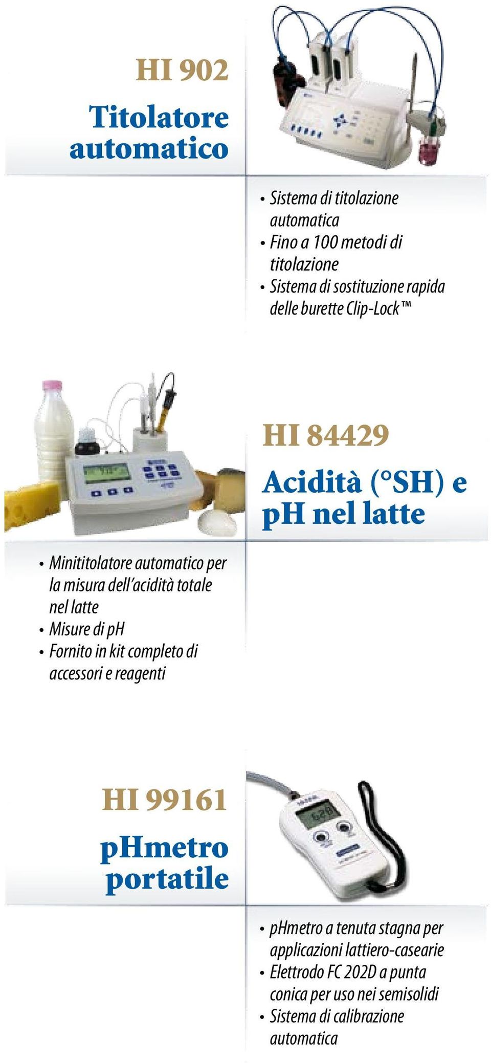totale nel latte Misure di ph Fornito in kit completo di accessori e reagenti HI 99161 phmetro portatile phmetro a tenuta