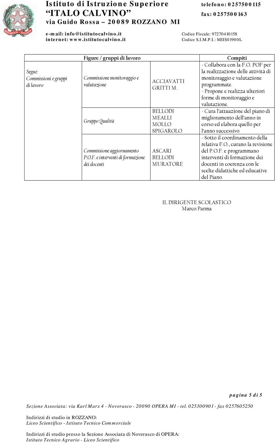 - Propone e realizza ulteriori forme di monitoraggio e valutazione.