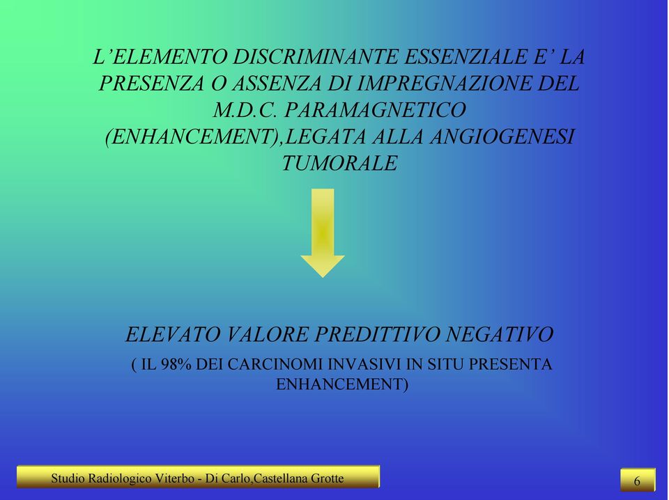 PARAMAGNETICO (ENHANCEMENT),LEGATA ALLA ANGIOGENESI TUMORALE ELEVATO VALORE