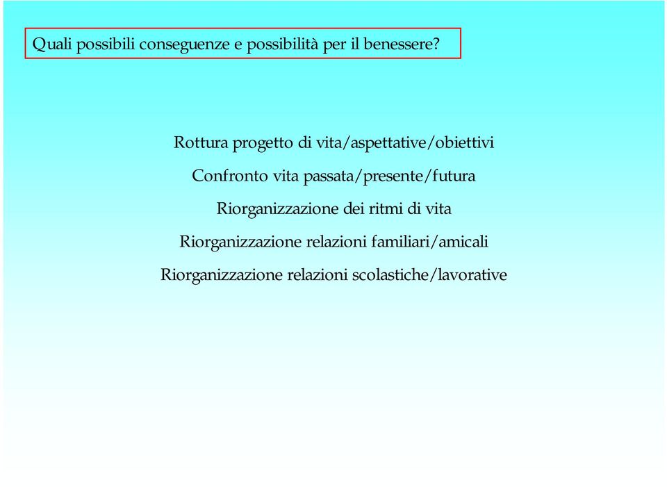 passata/presente/futura Riorganizzazione dei ritmi di vita