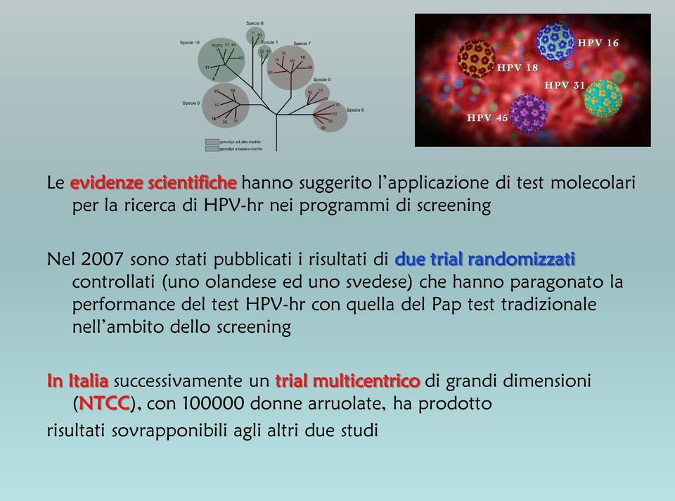 paragonato la performance del test HPV-hr con quella del Pap test tradizionale nell ambito dello screening In Italia