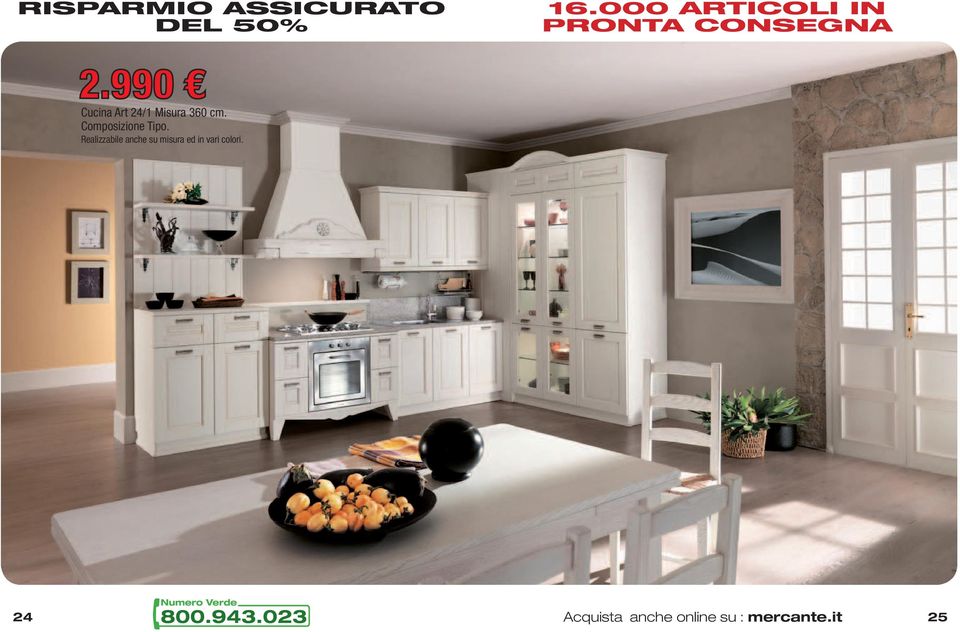 990 Cucina Art 24/1 Misura 360 cm. Composizione Tipo.