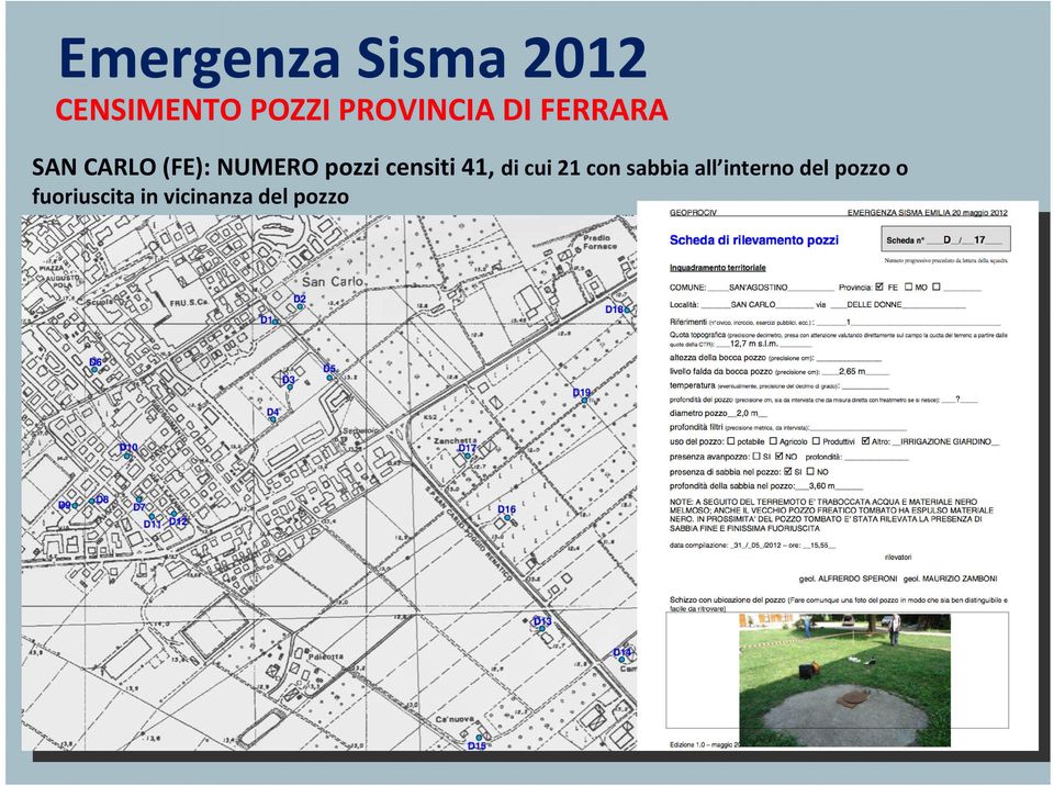 pozzi censiti 41, di cui 21 con sabbia all