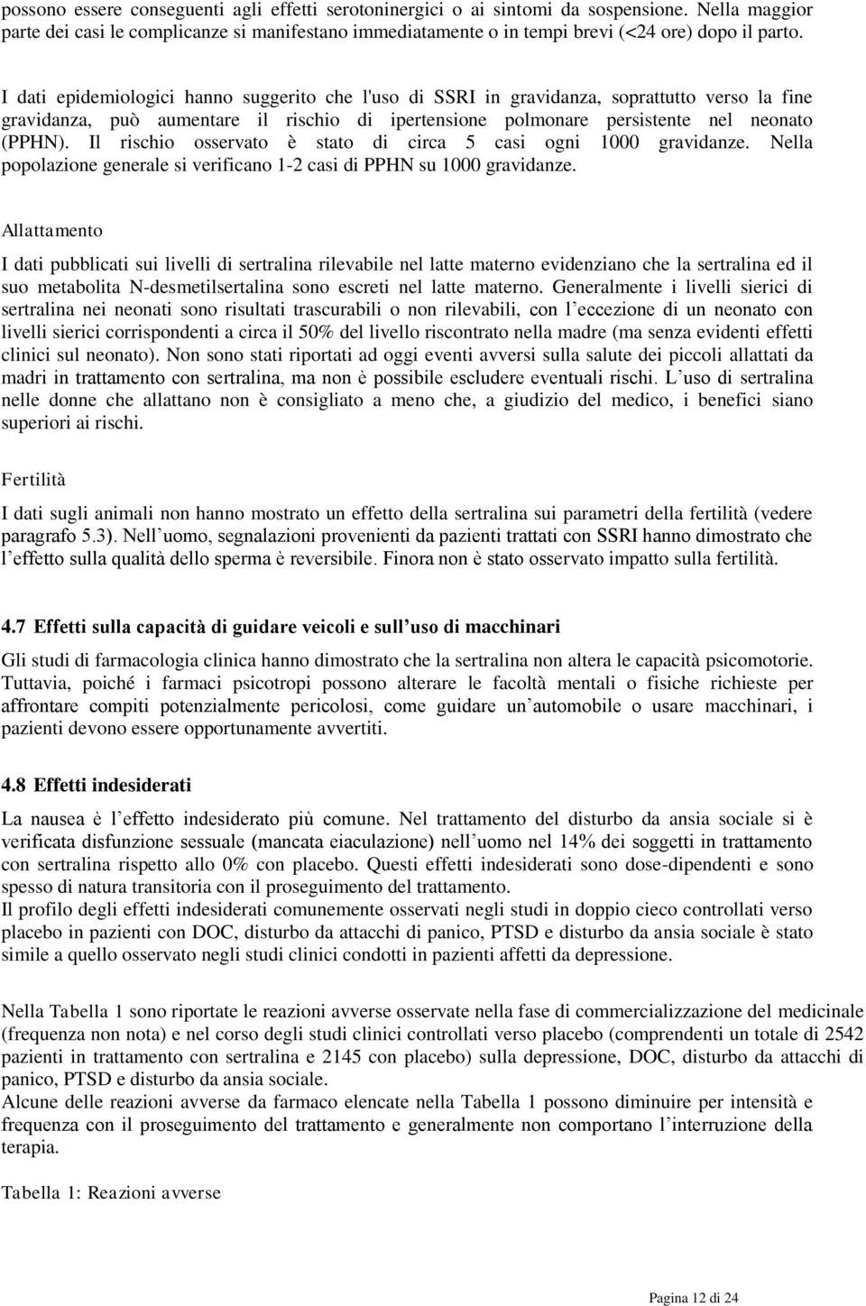 Il rischio osservato è stato di circa 5 casi ogni 1000 gravidanze. Nella popolazione generale si verificano 1-2 casi di PPHN su 1000 gravidanze.