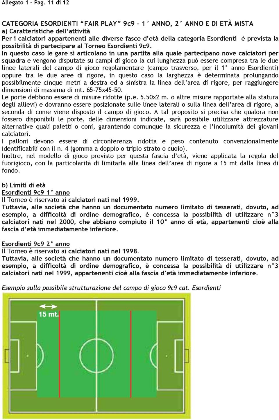 la possibilità di partecipare al Torneo Esordienti 9c9.