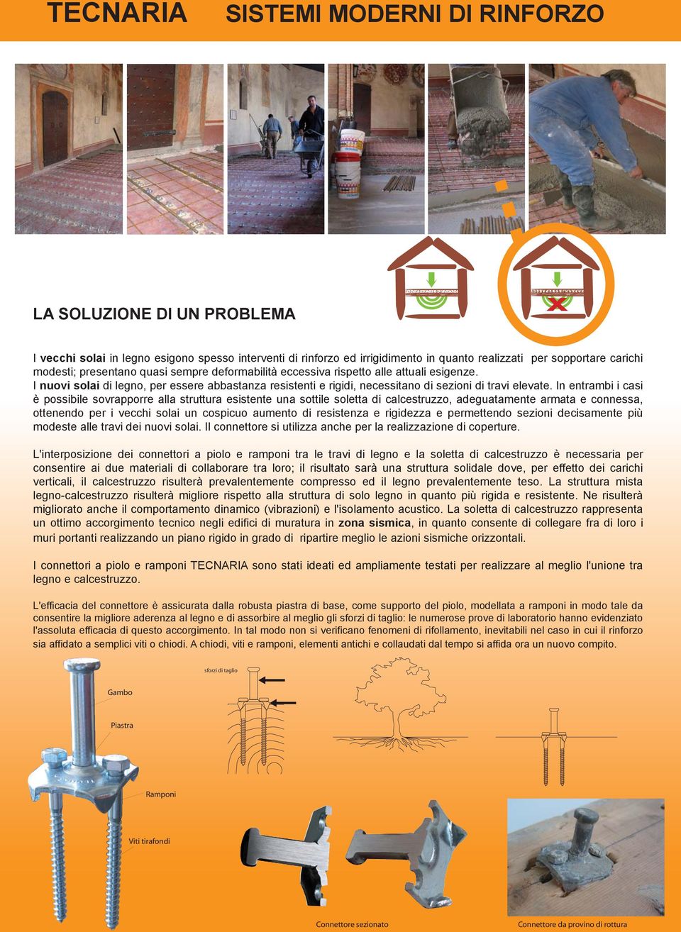 In entrambi i casi è possibile sovrapporre alla struttura esistente una sottile soletta di calcestruzzo, adeguatamente armata e connessa, ottenendo per i vecchi solai un cospicuo aumento di