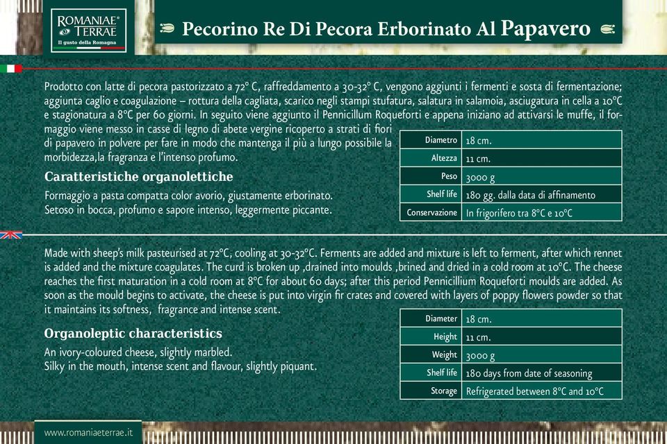 In seguito viene aggiunto il Pennicillum Roqueforti e appena iniziano ad attivarsi le muffe, il formaggio viene messo in casse di legno di abete vergine ricoperto a strati di fiori di papavero in