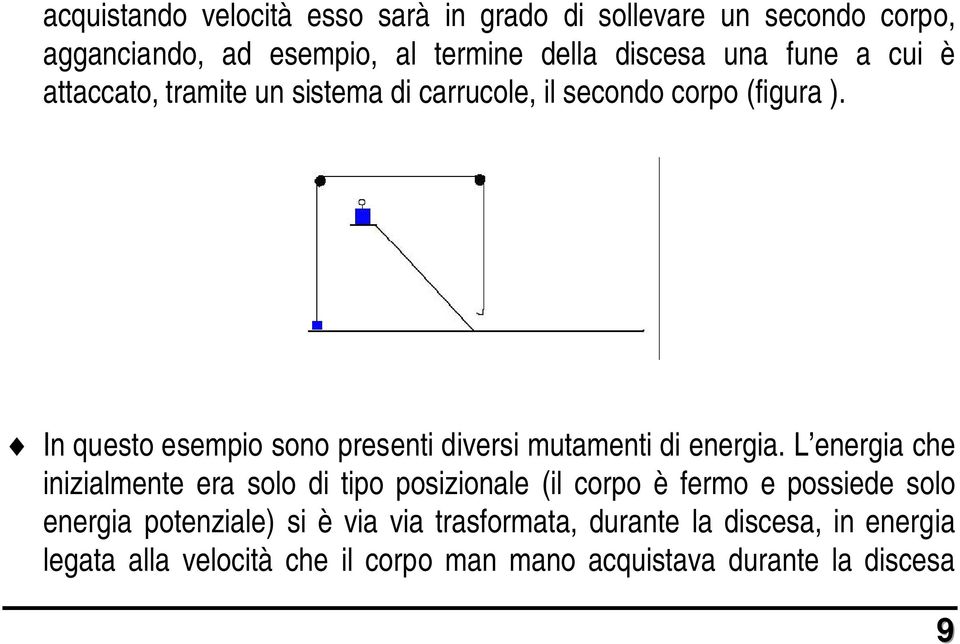 In questo esempio sono presenti diversi mutamenti di energia.