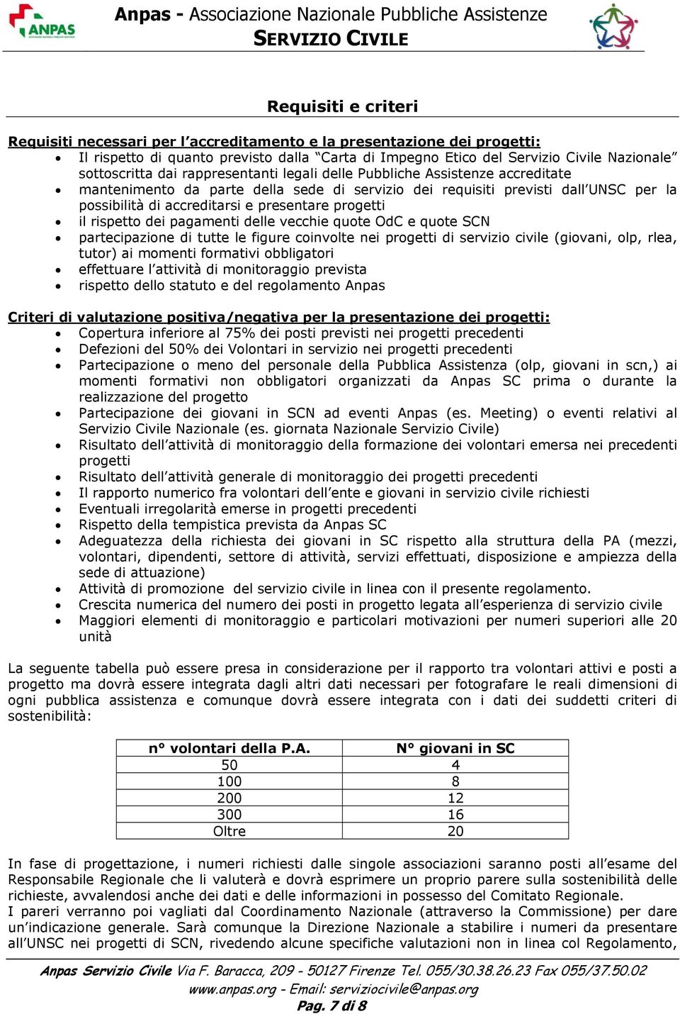 il rispetto dei pagamenti delle vecchie quote OdC e quote SCN partecipazione di tutte le figure coinvolte nei progetti di servizio civile (giovani, olp, rlea, tutor) ai momenti formativi obbligatori