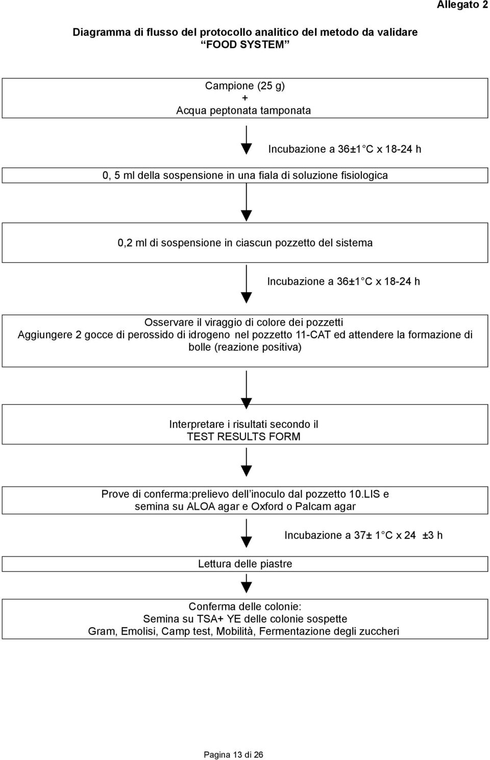 idrogeno nel pozzetto 11-CAT ed attendere la formazione di bolle (reazione positiva) Interpretare i risultati secondo il TEST RESULTS FORM Prove di conferma:prelievo dell inoculo dal pozzetto 10.