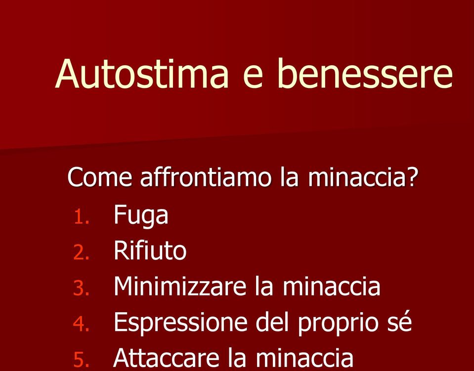 Rifiuto 3. Minimizzare la minaccia 4.