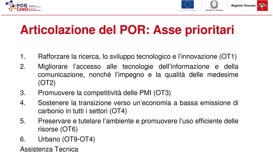 3. Promuovere la competitività delle PMI (OT3) 4.