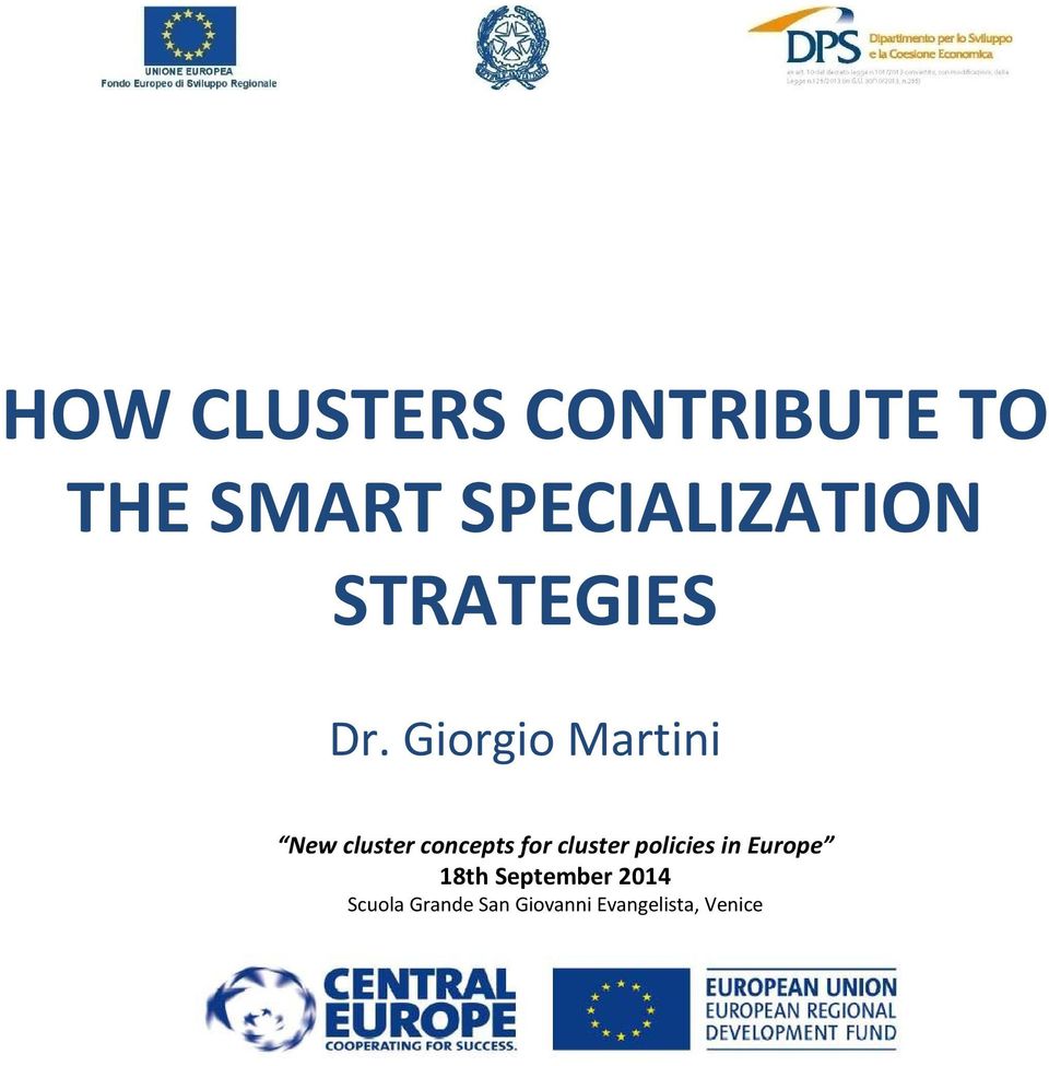 Giorgio Martini New cluster concepts for cluster