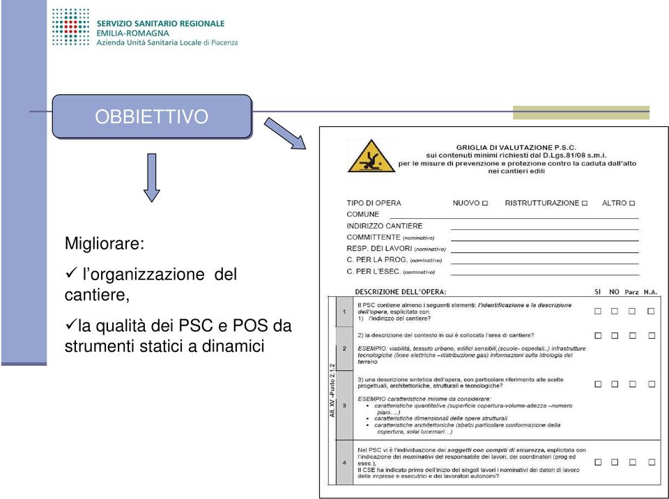 cantiere, la qualità dei