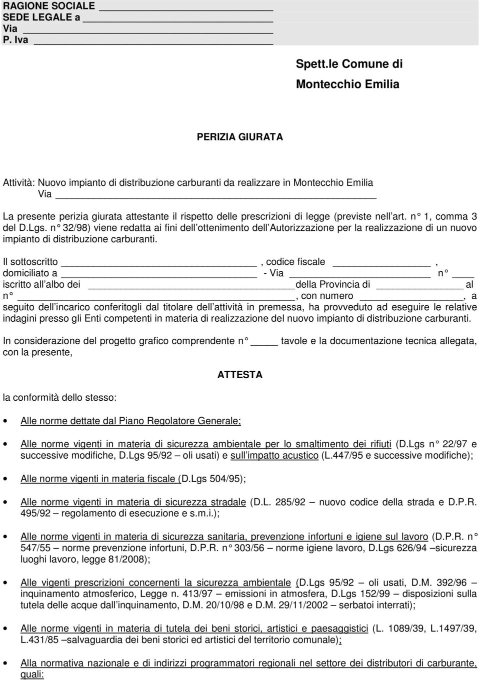 prescrizioni di legge (previste nell art. n 1, comma 3 del D.Lgs.