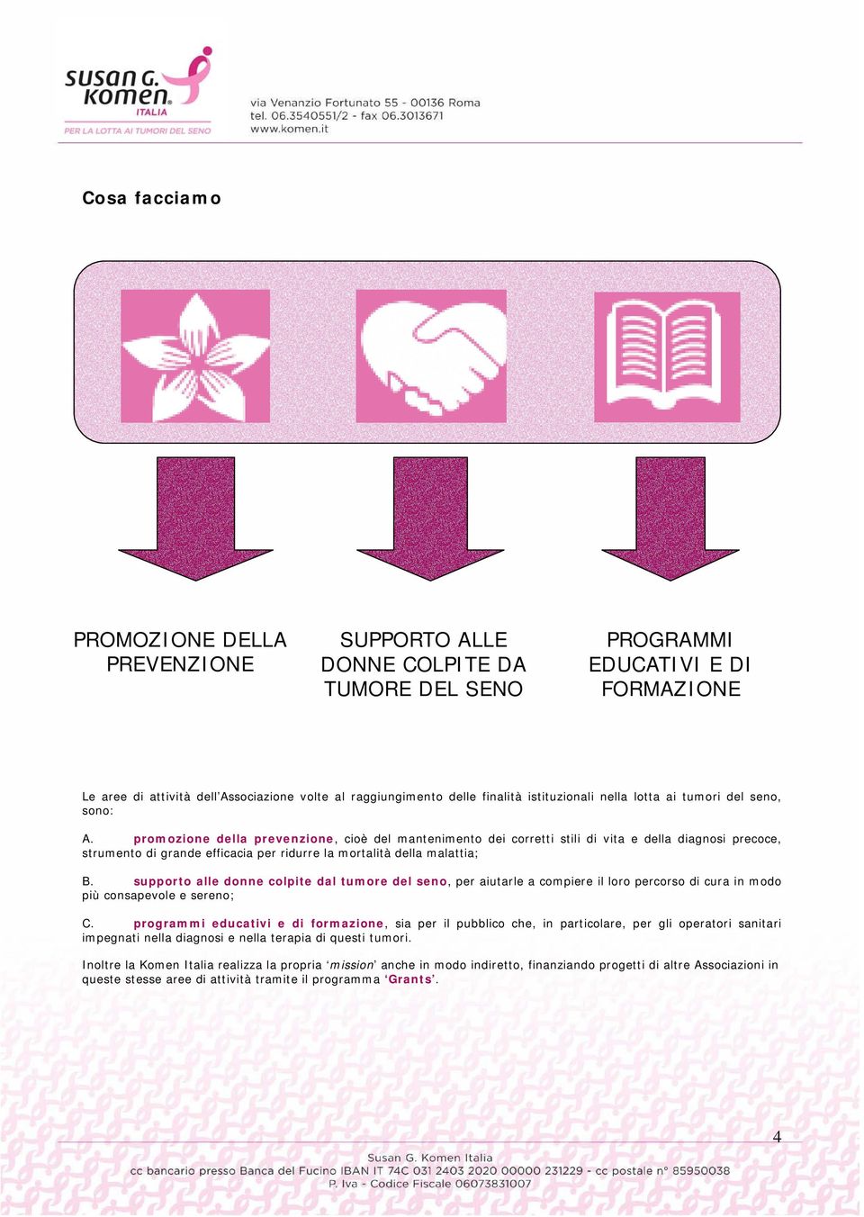 promozione della prevenzione, cioè del mantenimento dei corretti stili di vita e della diagnosi precoce, strumento di grande efficacia per ridurre la mortalità della malattia; B.