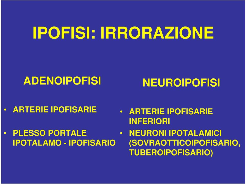 IPOFISARIO ARTERIE IPOFISARIE INFERIORI NEURONI