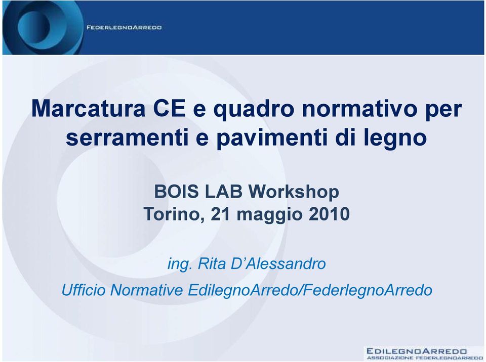 Workshop Torino, 21 maggio 2010 ing.