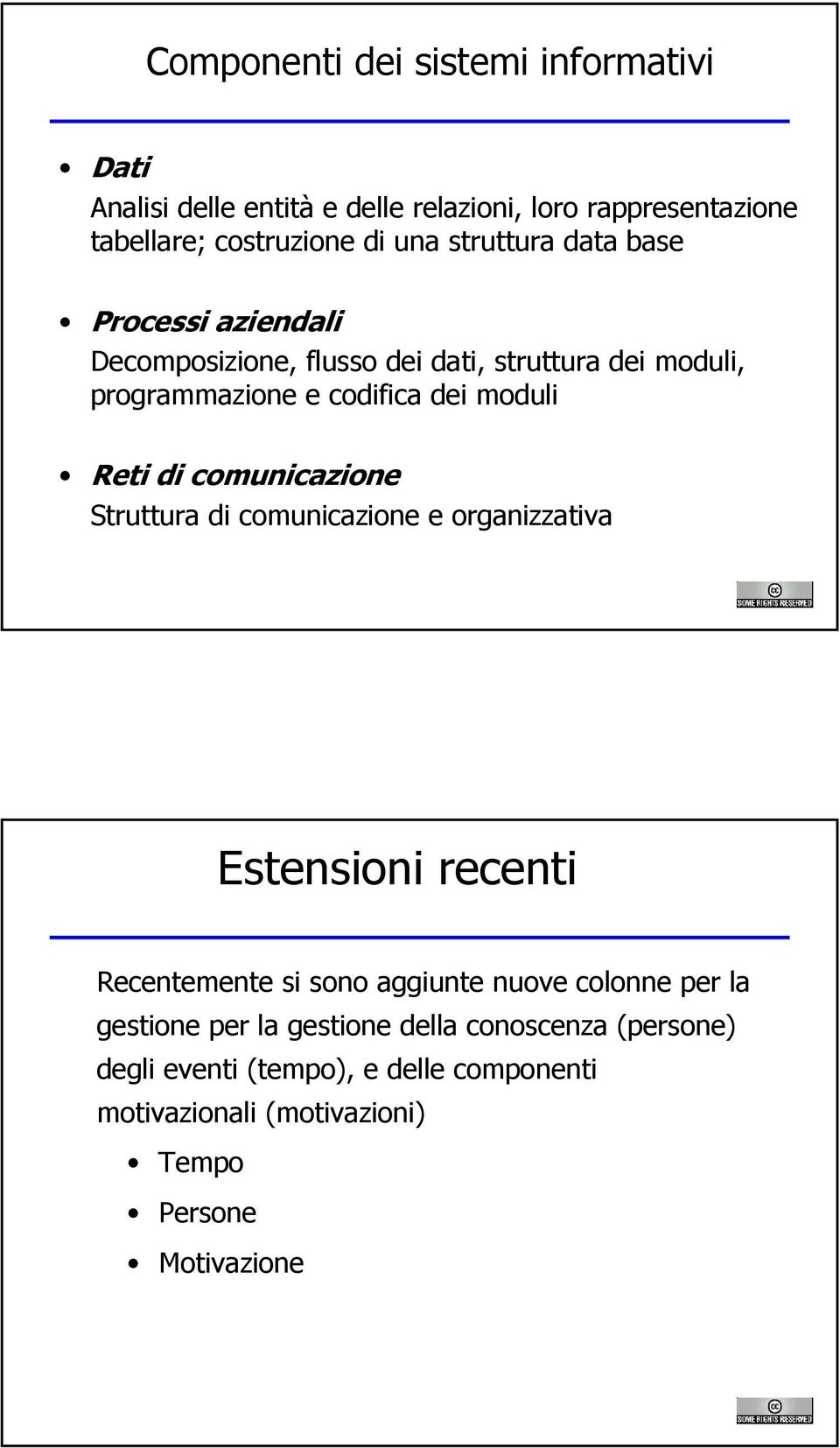 di comunicazione Struttura di comunicazione e organizzativa Estensioni recenti Recentemente si sono aggiunte nuove colonne per la