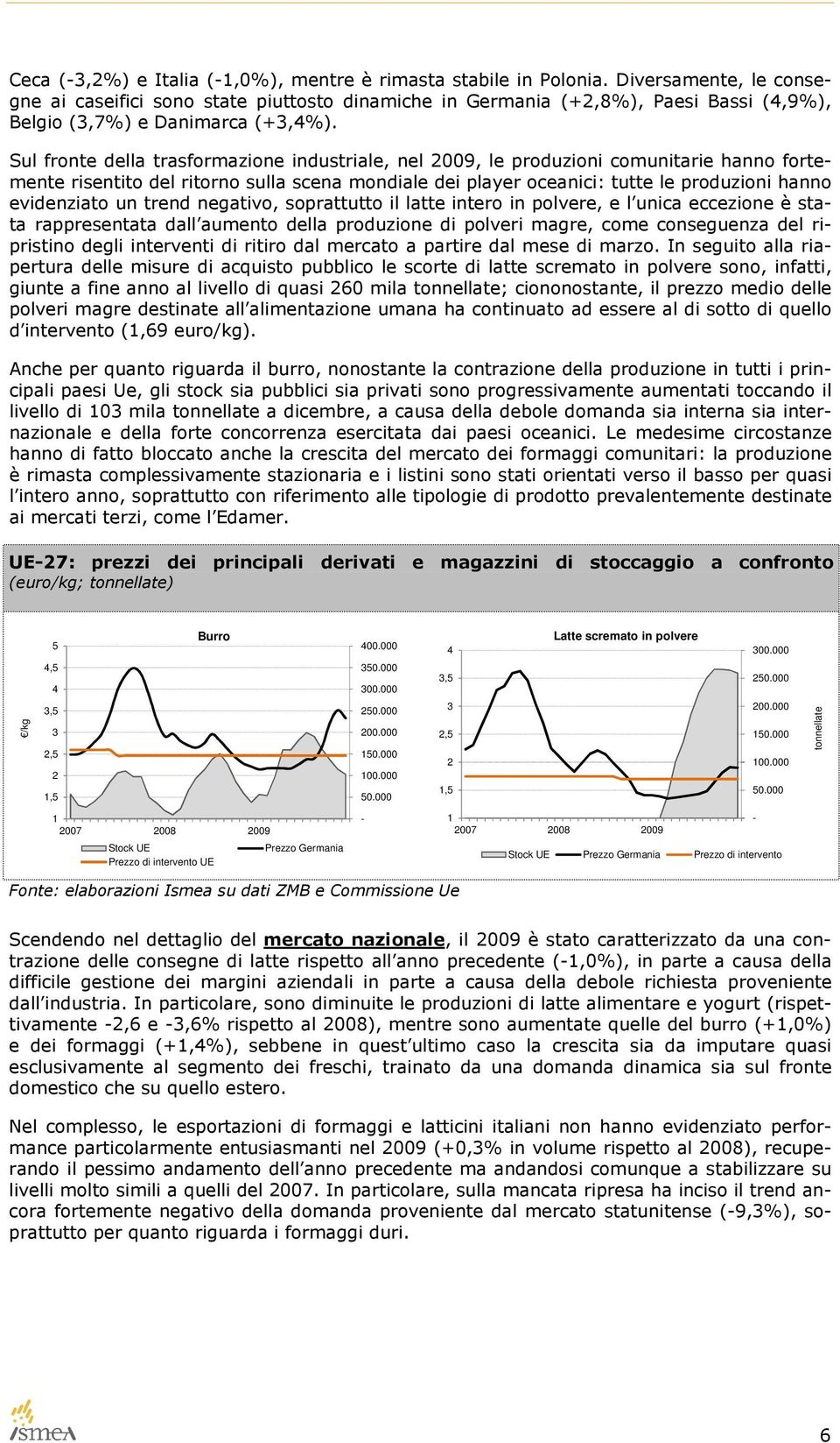 Sul fronte della trasformazione industriale, nel 2009, le produzioni comunitarie hanno fortemente risentito del ritorno sulla scena mondiale dei player oceanici: tutte le produzioni hanno evidenziato