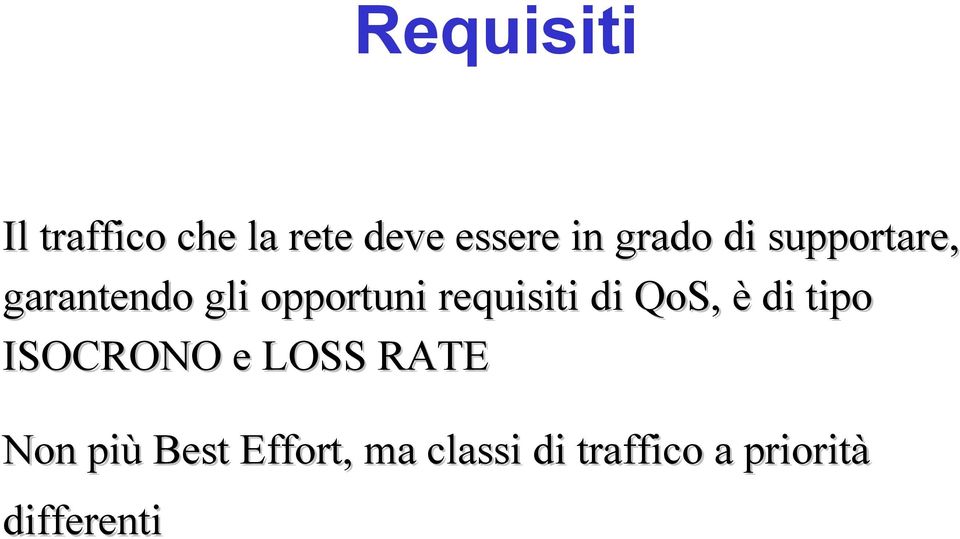 requisiti di QoS, è di tipo ISOCRONO e LOSS RATE