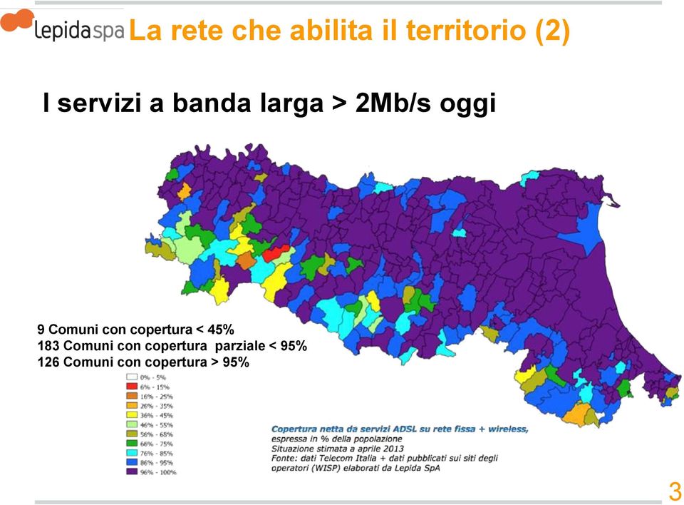 con copertura < 45% 183 Comuni con