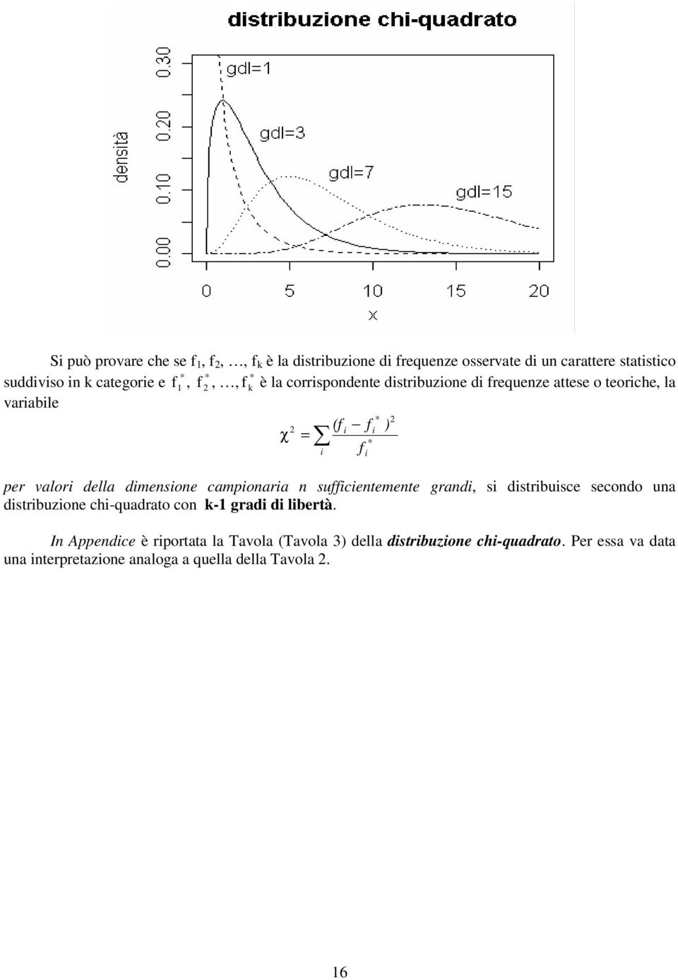 dimensione campionaria n sufficientemente grandi, si distribuisce secondo una distribuzione chi-quadrato con k-1 gradi di libertà.