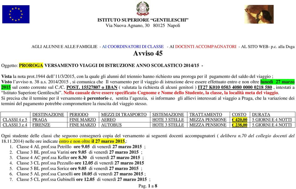 1944 dell 11/3/2015, con la quale gli alunni del triennio hanno richiest