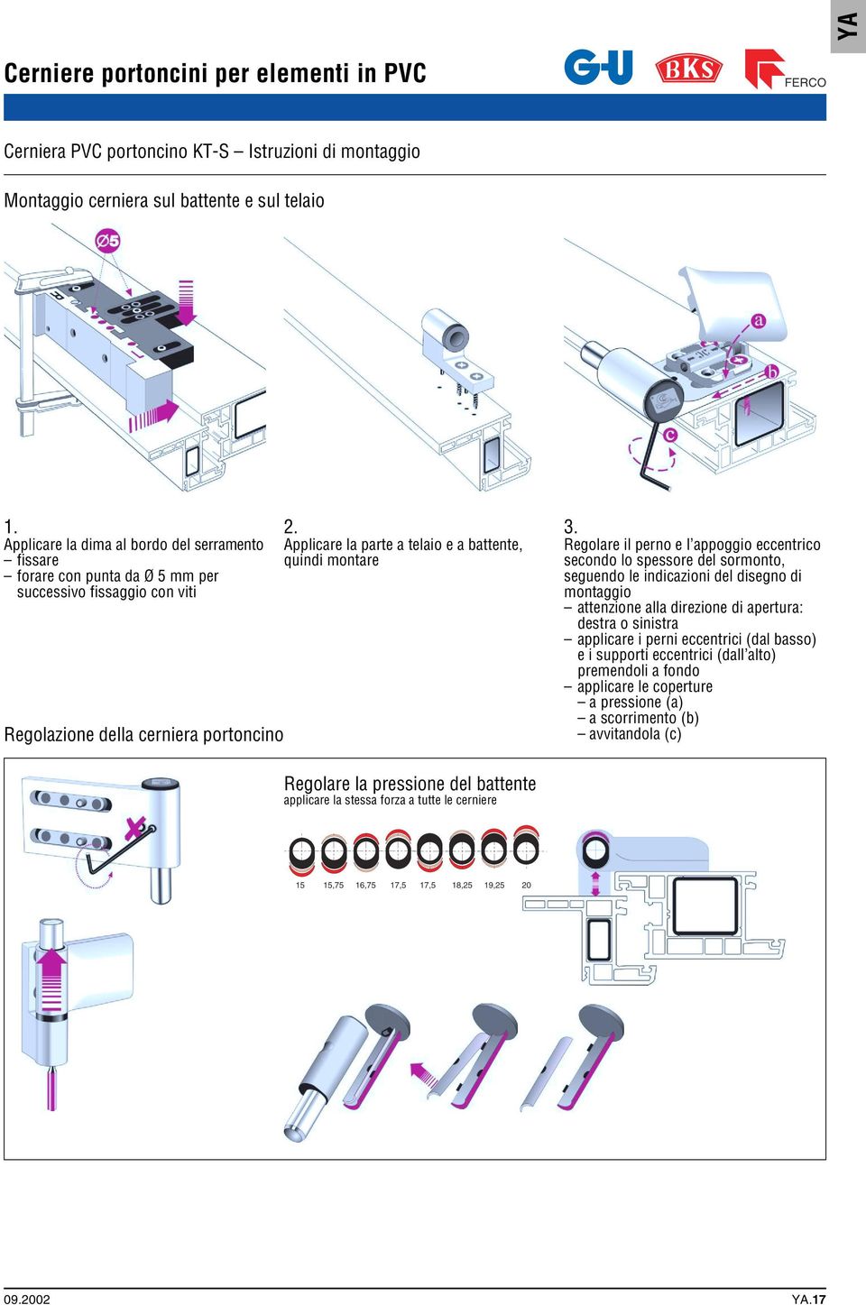 Applicare la parte a telaio e a battente, quindi montare 3.