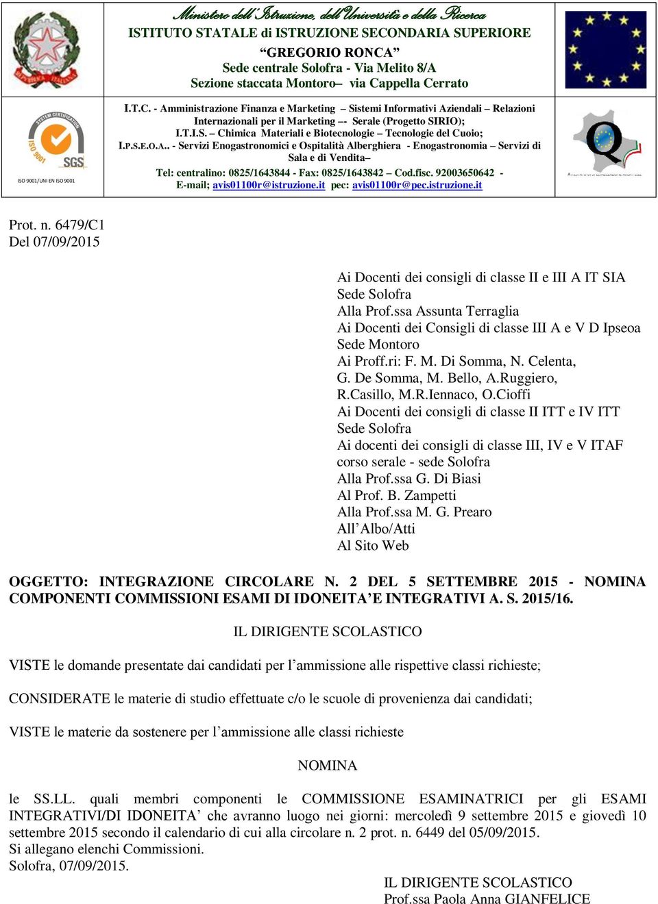 T.I.S. Chimica Materiali e Biotecnologie Tecnologie del Cuoio; I.P.S.E.O.A.