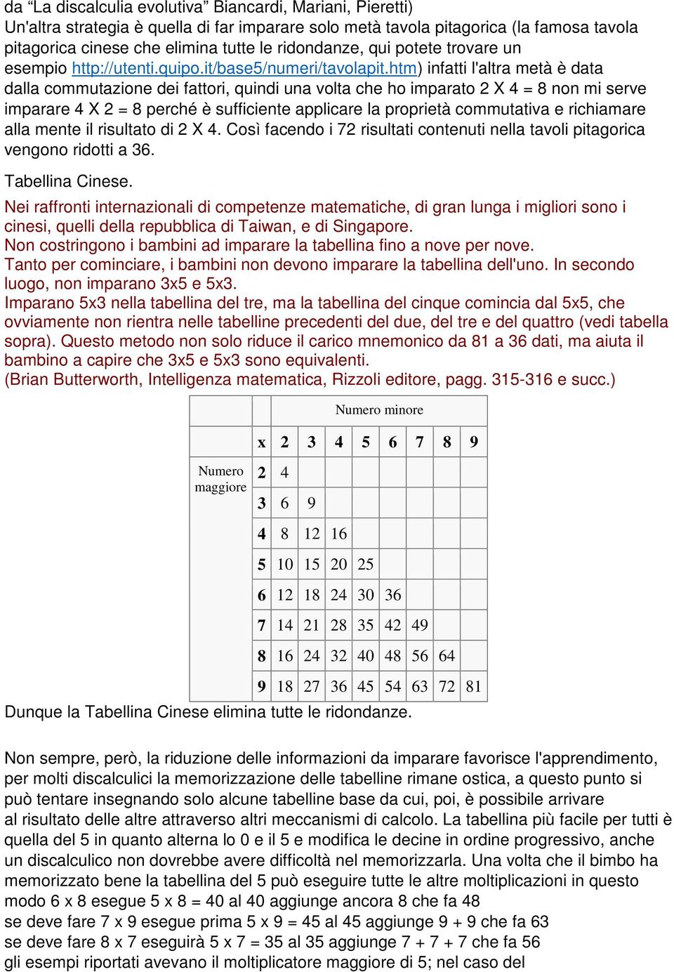 htm) infatti l'altra metà è data dalla commutazione dei fattori, quindi una volta che ho imparato 2 X 4 = 8 non mi serve imparare 4 X 2 = 8 perché è sufficiente applicare la proprietà commutativa e