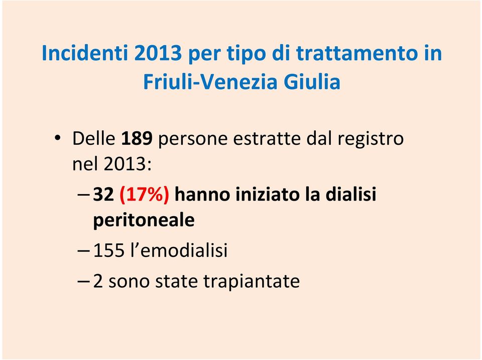 dal registro nel 2013: 32 (17%) hanno iniziato la