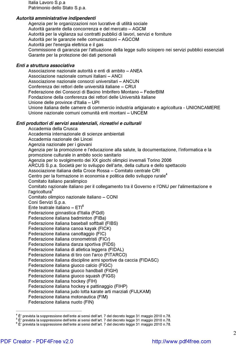 garanzia per l'attuazione della legge sullo sciopero nei servizi pubblici essenziali Garante per la protezione dei dati personali Enti a struttura associativa Associazione nazionale autorità e enti