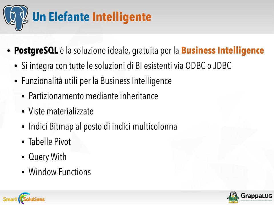 Funzionalità utili per la Business Intelligence Partizionamento mediante inheritance