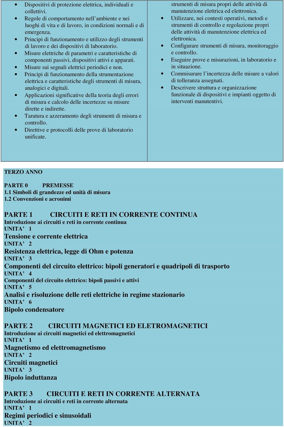 Misure sui segnali elettrici periodici e non. Principi di funzionamento della strumentazione elettrica e caratteristiche degli strumenti di misura, analogici e digitali.