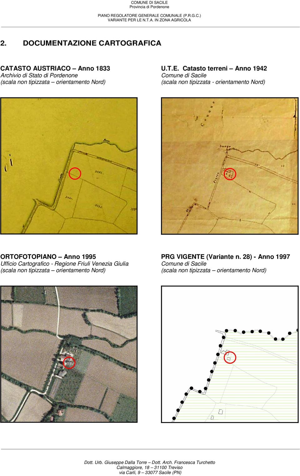 Catasto terreni Anno 1942 Comune di Sacile (scala non tipizzata - orientamento