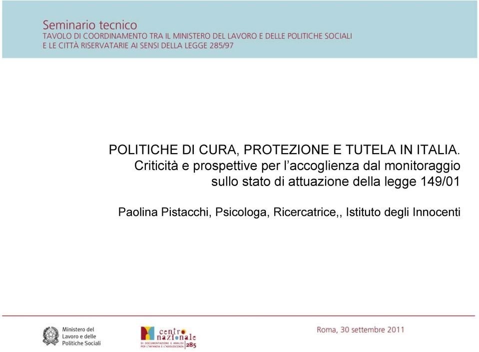 monitoraggio sullo stato di attuazione della legge