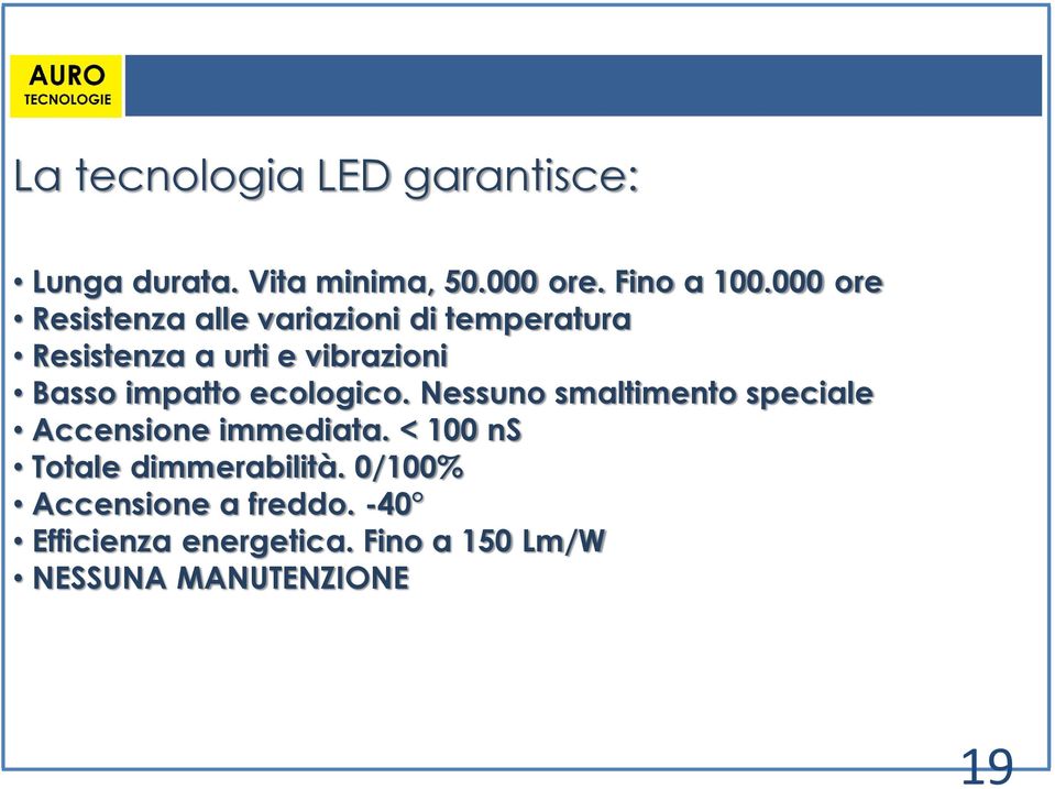 impatto ecologico. Nessuno smaltimento speciale Accensione immediata.