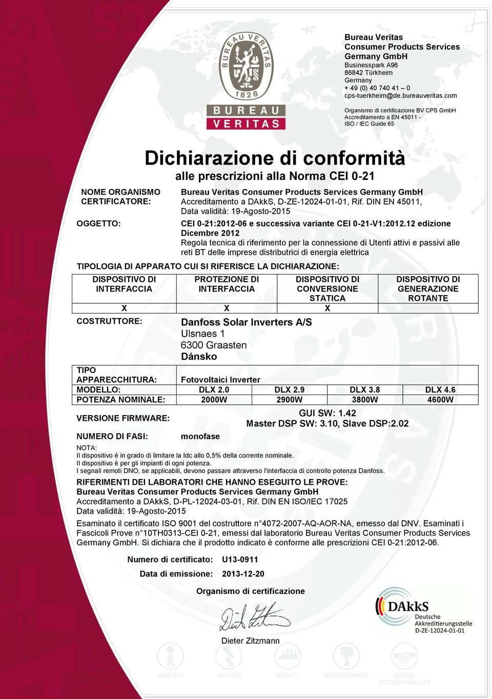 Bureau Veritas Consumer Products Services Germany GmbH Accreditamento a DAkkS, D-ZE-12024-01-01, Rif.