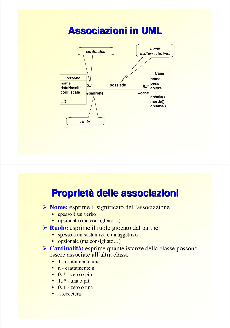 verbo opzionale (ma consigliato ) Ruolo: esprime il ruolo giocato dal partner spesso è un sostantivo o un aggettivo opzionale (ma consigliato )