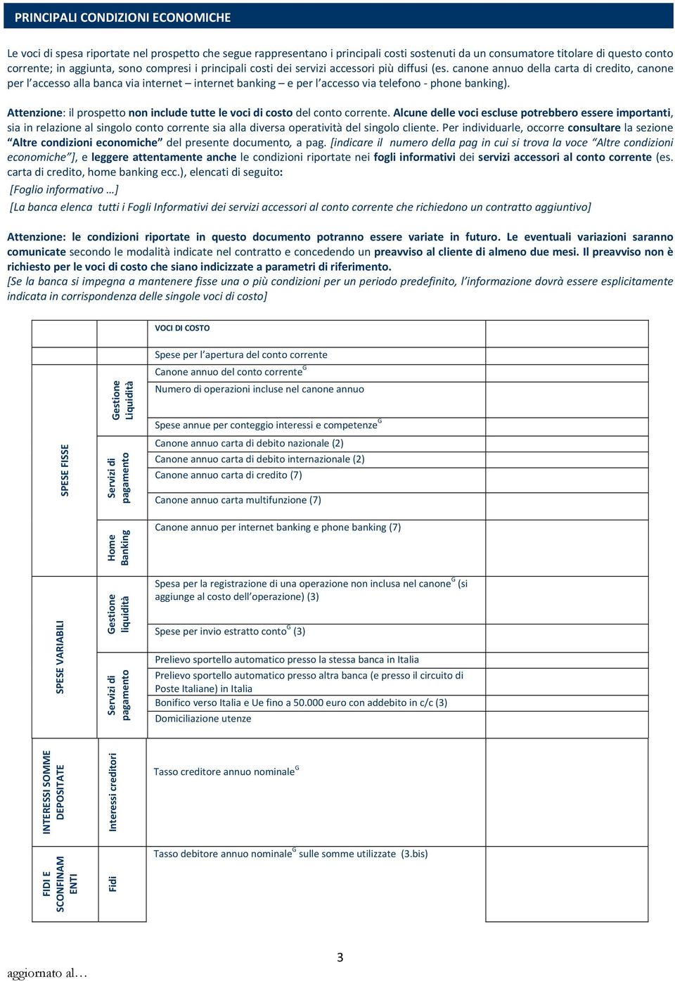 canone annuo della carta di credito, canone per l accesso alla banca via internet internet banking e per l accesso via telefono phone banking).