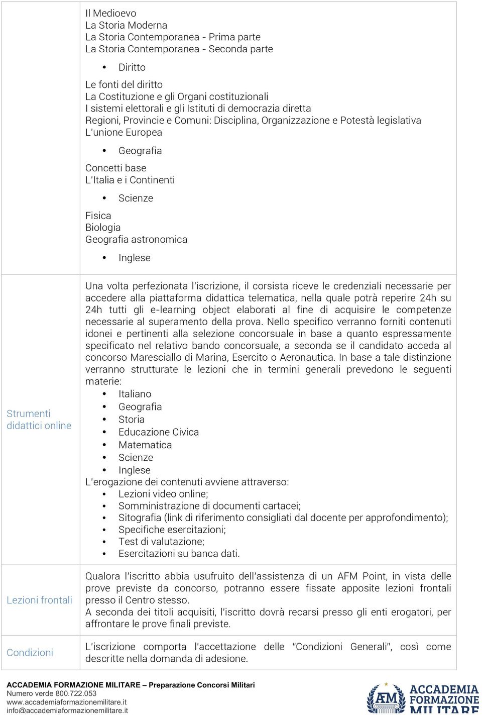 Fisica Biologia Geografia astronomica Inglese Strumenti didattici online Lezioni frontali Condizioni Una volta perfezionata l iscrizione, il corsista riceve le credenziali necessarie per accedere