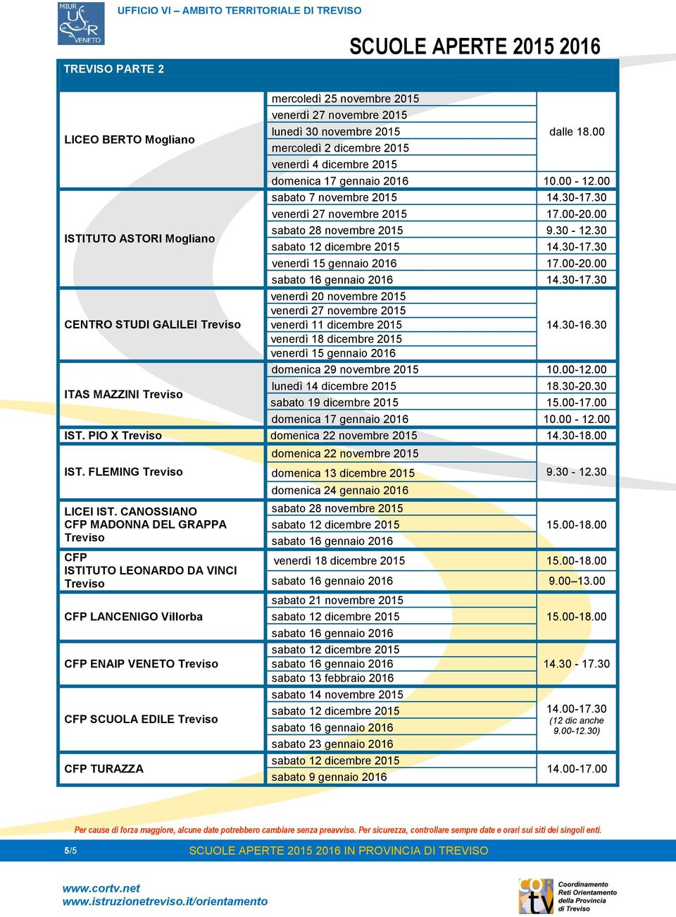 00-20.00 14.30-17.30 venerdì 20 novembre 2015 venerdì 27 novembre 2015 venerdì 11 dicembre 2015 14.30-16.30 venerdì 18 dicembre 2015 venerdì 15 gennaio 2016 domenica 29 novembre 2015 10.00-12.