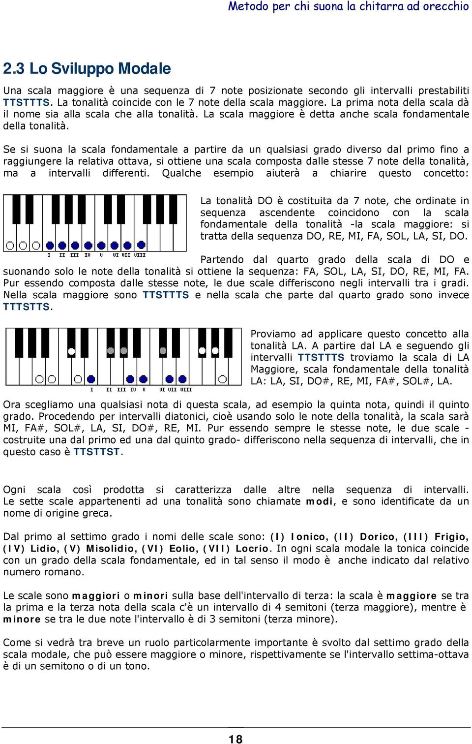 Se si suona la scala fondamentale a partire da un qualsiasi grado diverso dal primo fino a raggiungere la relativa ottava, si ottiene una scala composta dalle stesse 7 note della tonalità, ma a